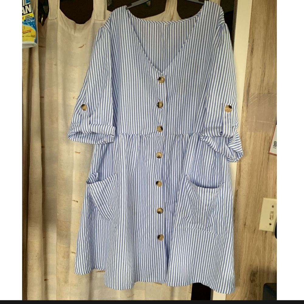 Striped button up dress